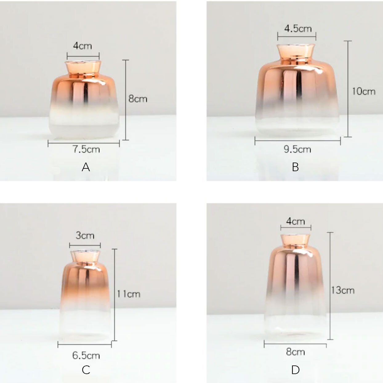 Gradient Rose Gold Glass Vase - Nordic Side - 