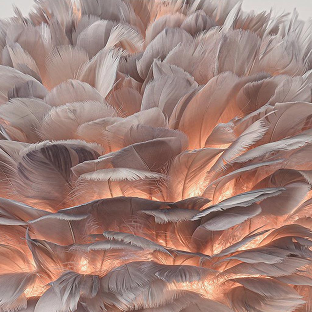 Table Desk Feather Lamp Crystal Center Pillar Grey for Bedside