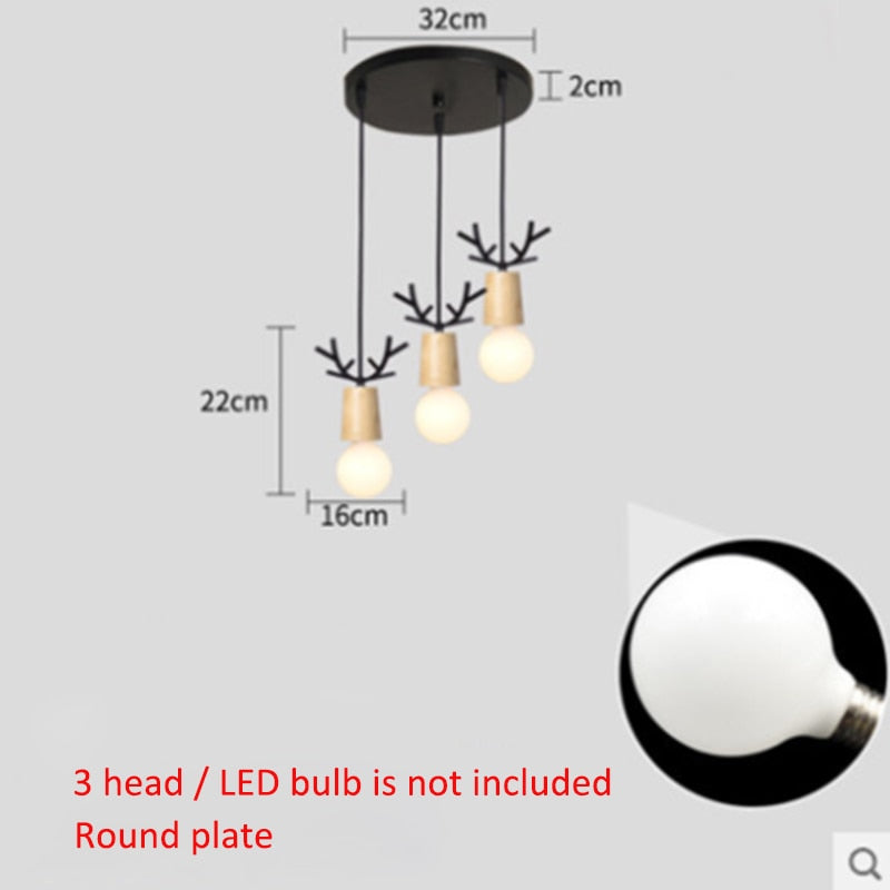 IIS Wood Deer Pendant Lights Modern Northern American Art