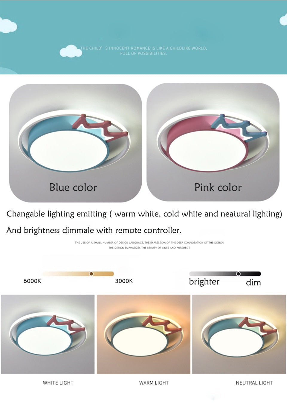 IIS Cartoon Nursery Crown Ceiling Lamps For Children