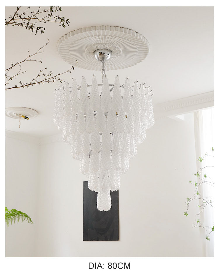 Ylk Murano White Glass Chandelier