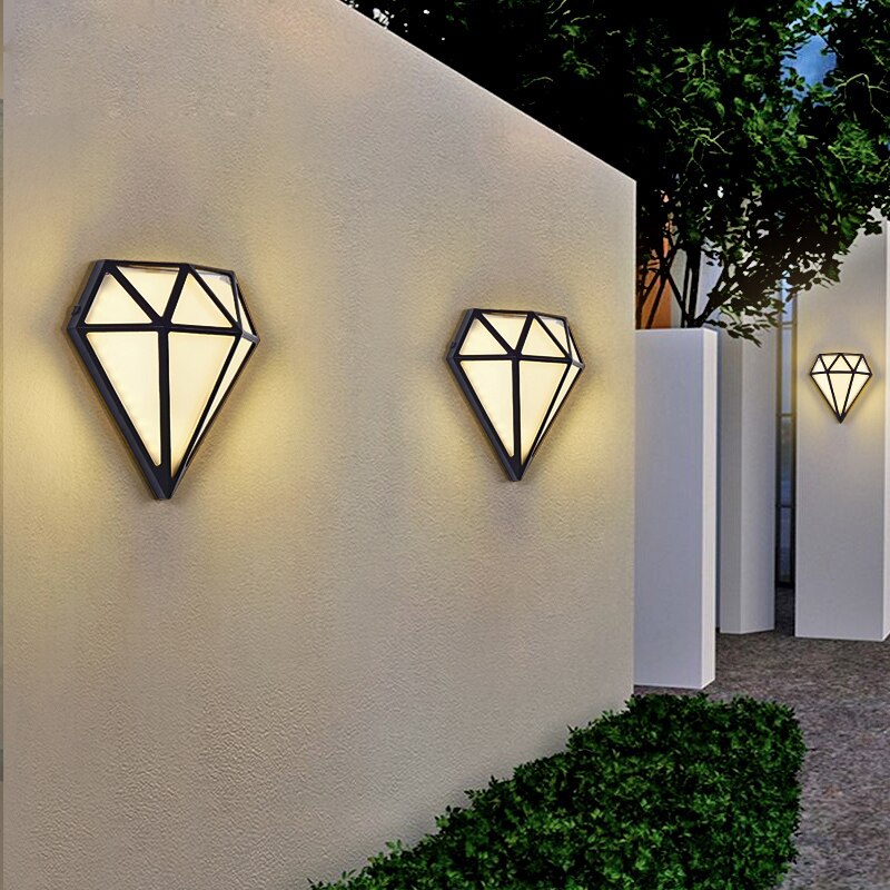 IIS 12W Outdoor Waterproof IP65 Diamond LED Wall Light Porch Garden