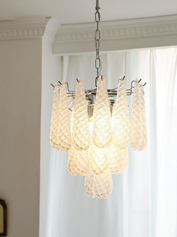 Ylk Murano White Glass Chandelier