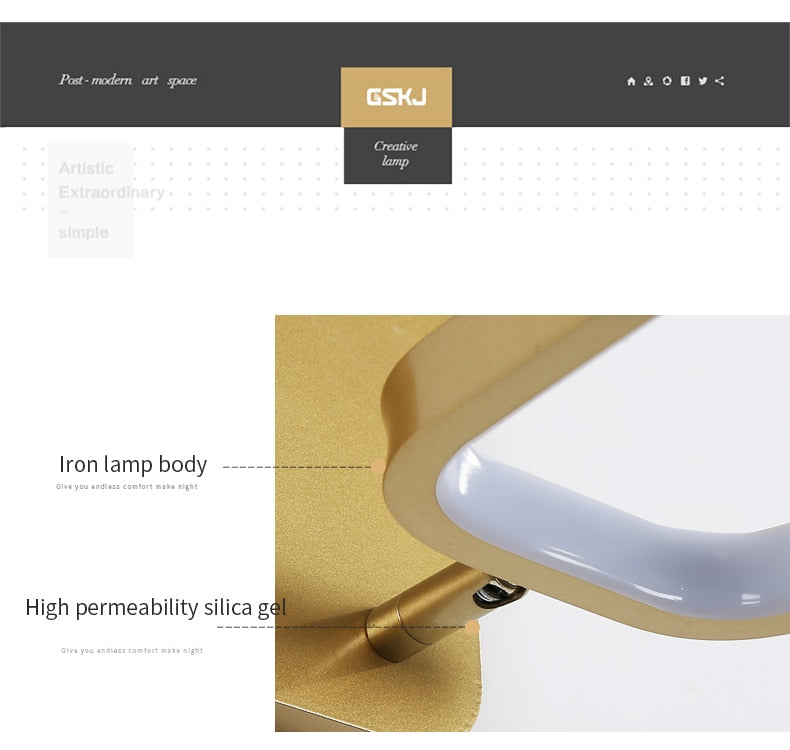 JM Nordic Wall Lamp Indoor Copper LED Bedside Light Decorative