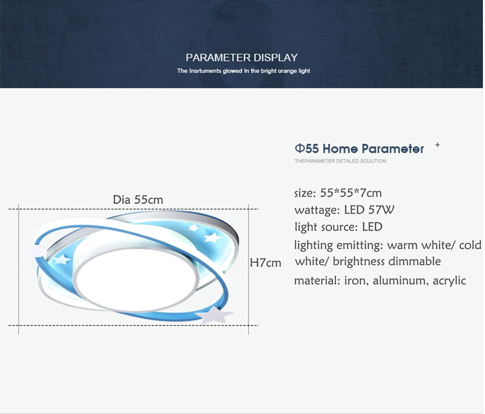 IIS Cartoon Nursery Kids Ceiling Light Oval Blue