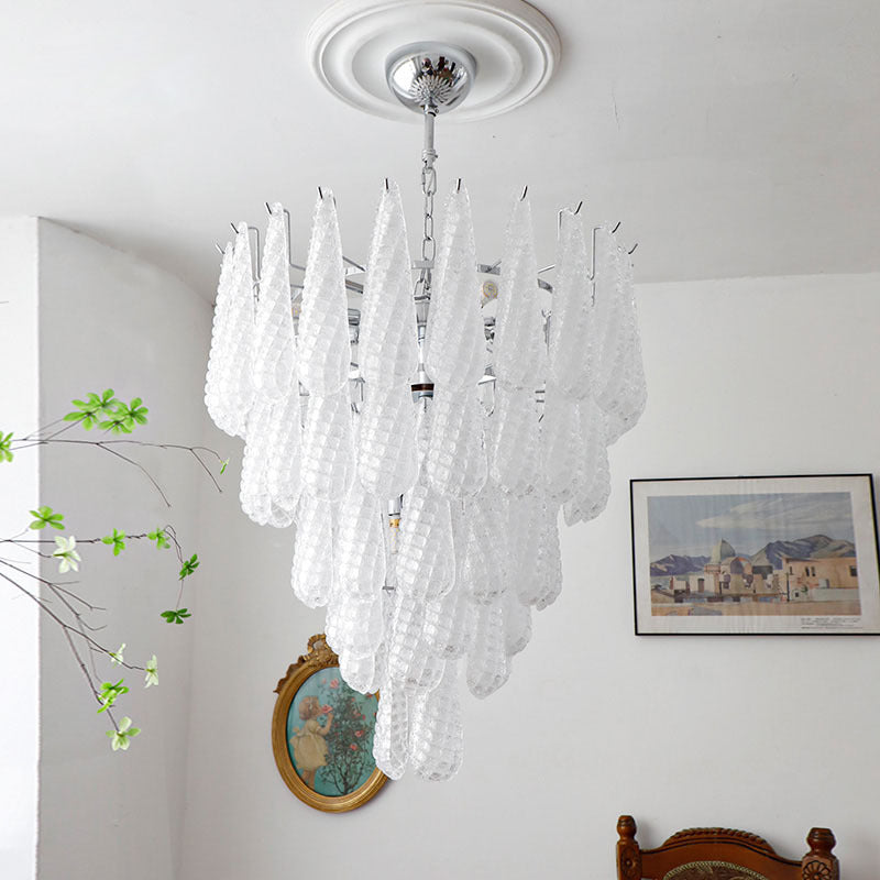 Ylk Murano White Glass Chandelier