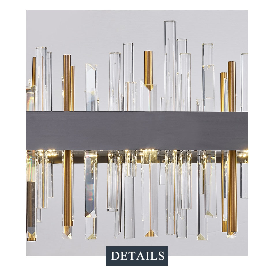 YLK Luxury Rectangle modern crystal chandelier hanging light fixture