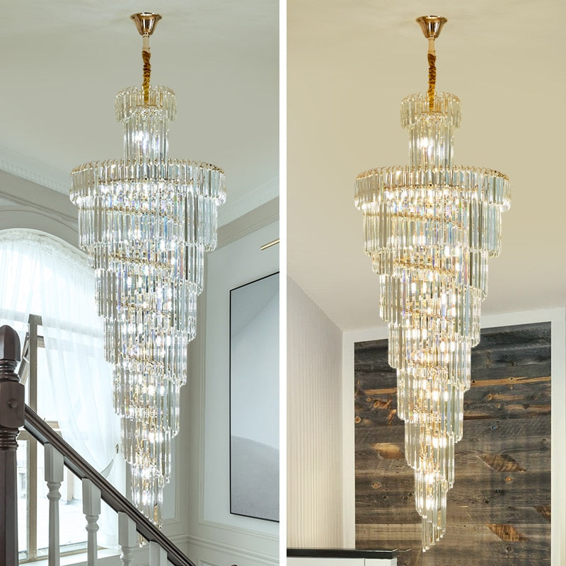 Ylk Long Spiral Crystal Chandelier
