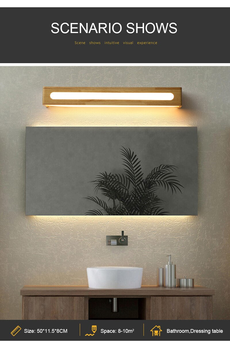 BAN Modern LED Nordic Mirror light wood Acrylic sconces