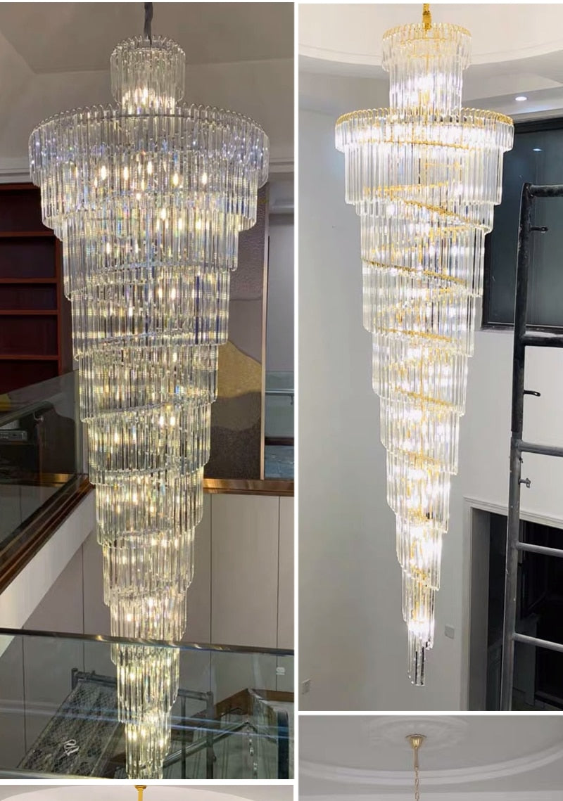 Ylk Long Spiral Crystal Chandelier