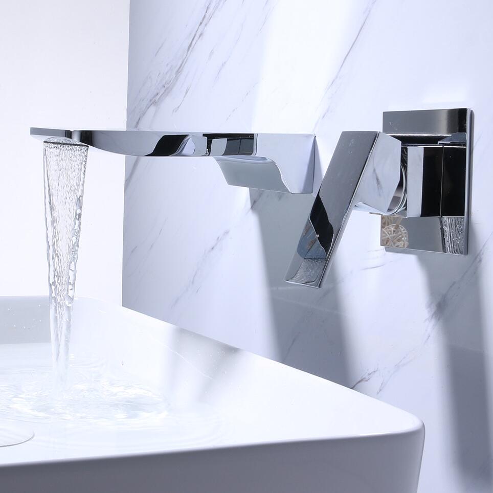 Kelsye - Modern Wall Mount Waterfall Bathroom Faucet