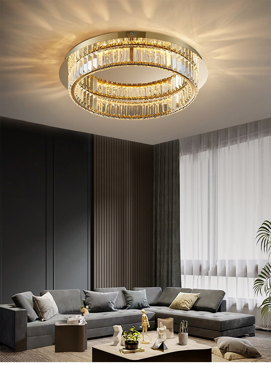 Ylk Round Modern Crystal Chandelier