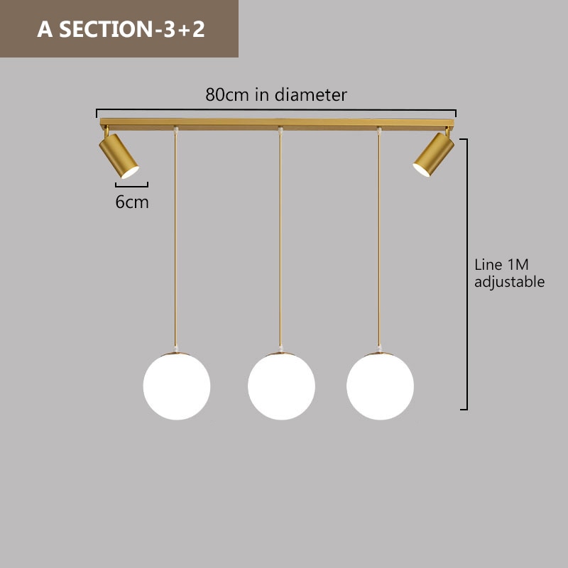 Wad Three Heads Spotlights Pendant Light