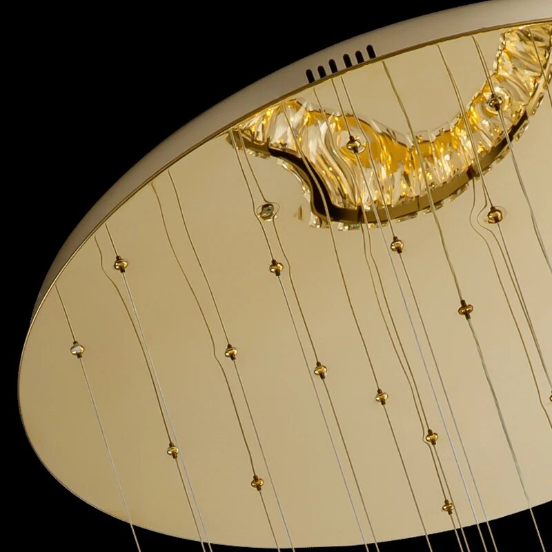 YLK Ring Design modern crystal chandelier for staircase long villa hall hanging