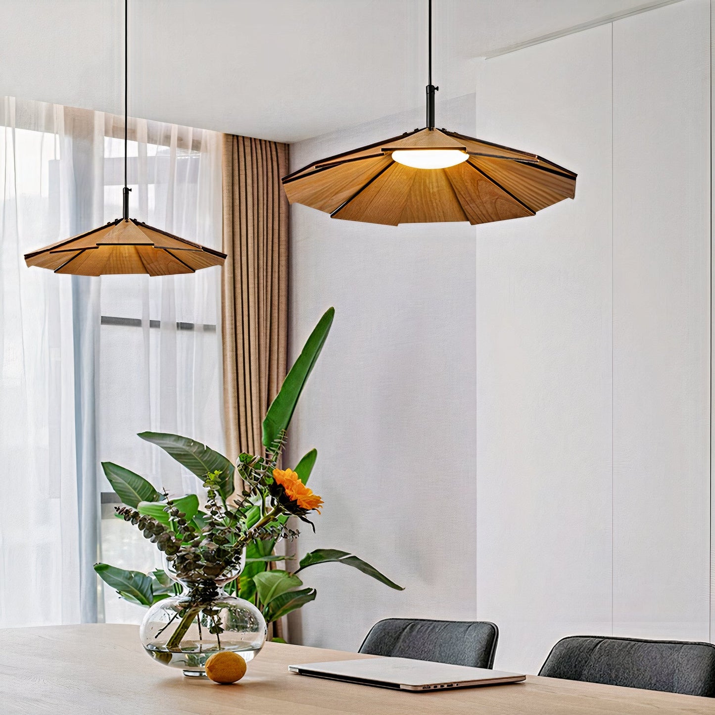 IIS LED Solid Wood Pendant Light Nordic Restaurant Bar Office Hanging lamp