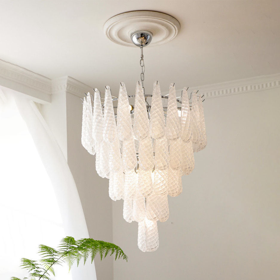 Ylk Murano White Glass Chandelier