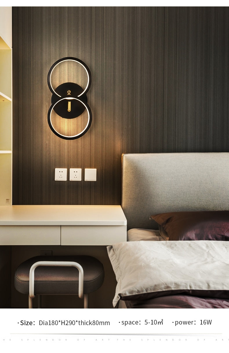 JM Nordic Wall Lamp Indoor Copper LED Bedside Light Decorative