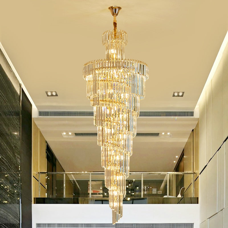 Ylk Long Spiral Crystal Chandelier