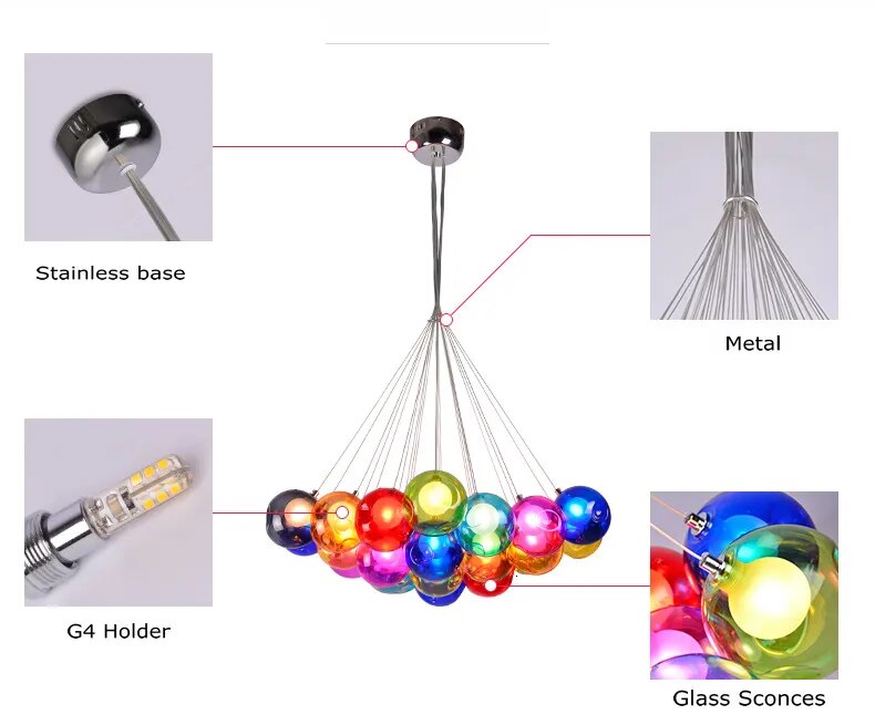 IIS Creative Bubble Colorful Glass LED Pendant Light