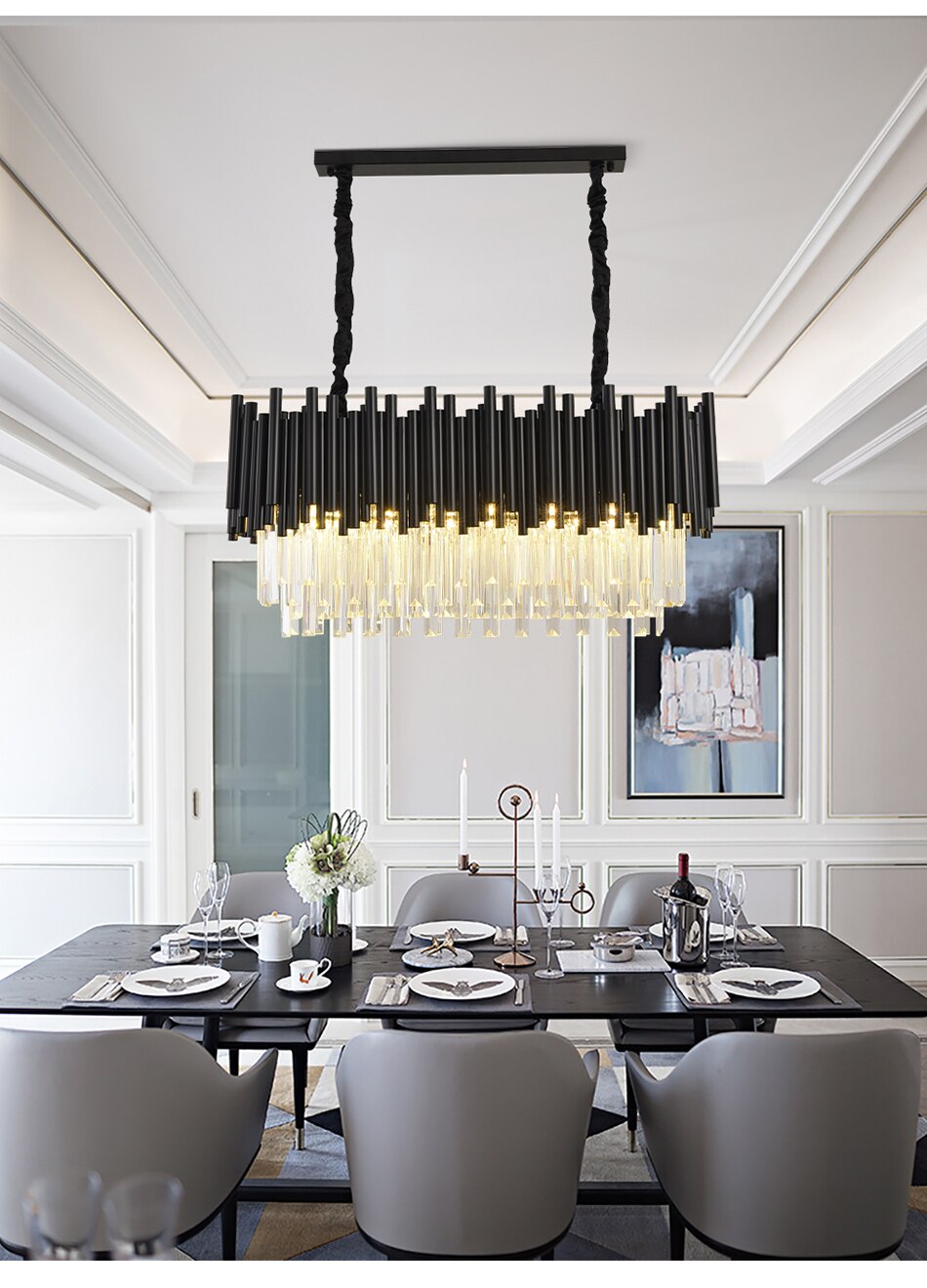 Ylk Modern Black Chandelier Light