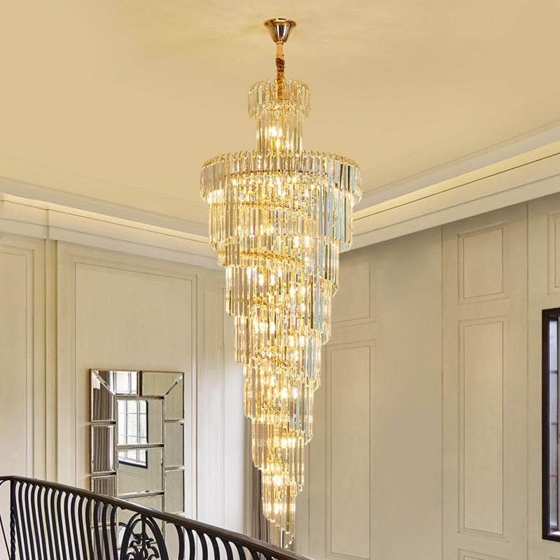 Ylk Long Spiral Crystal Chandelier