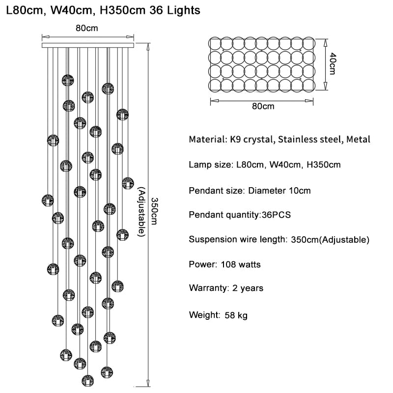 Ylk Luxury Bubble Crystal Chandelier