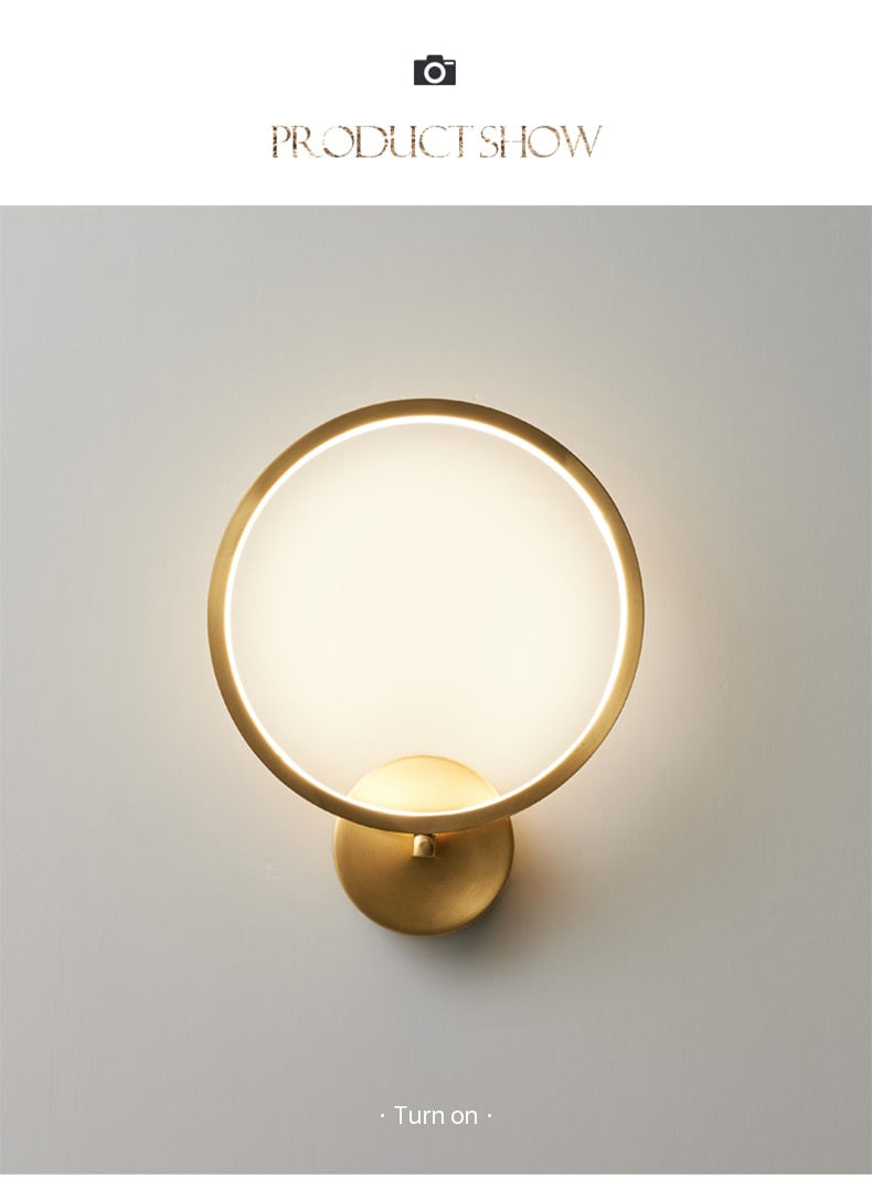 JM Nordic Wall Lamp Indoor Copper LED Bedside Light Decorative