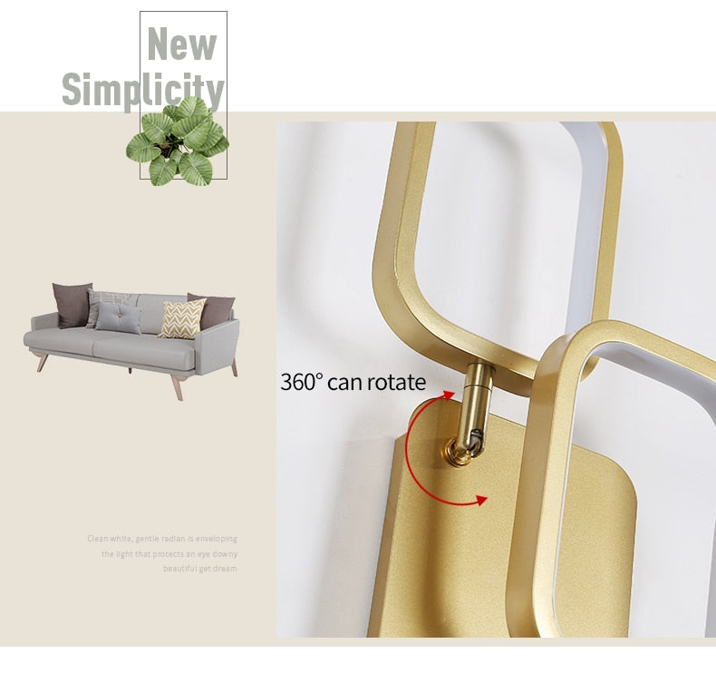 JM Nordic Wall Lamp Indoor Copper LED Bedside Light Decorative