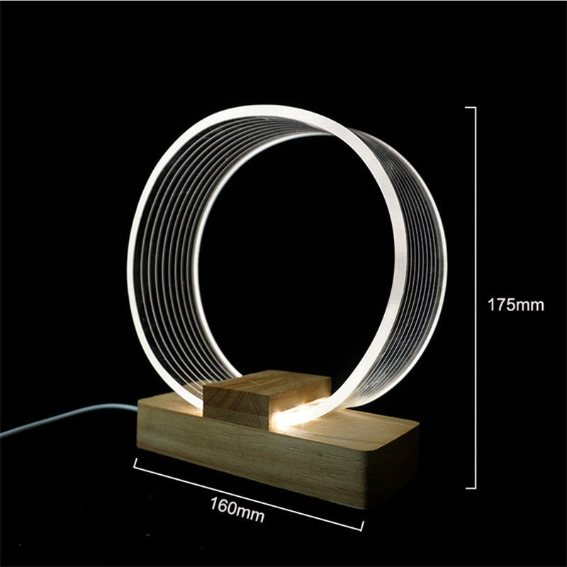 Night Light Wood Base Desk Lamp