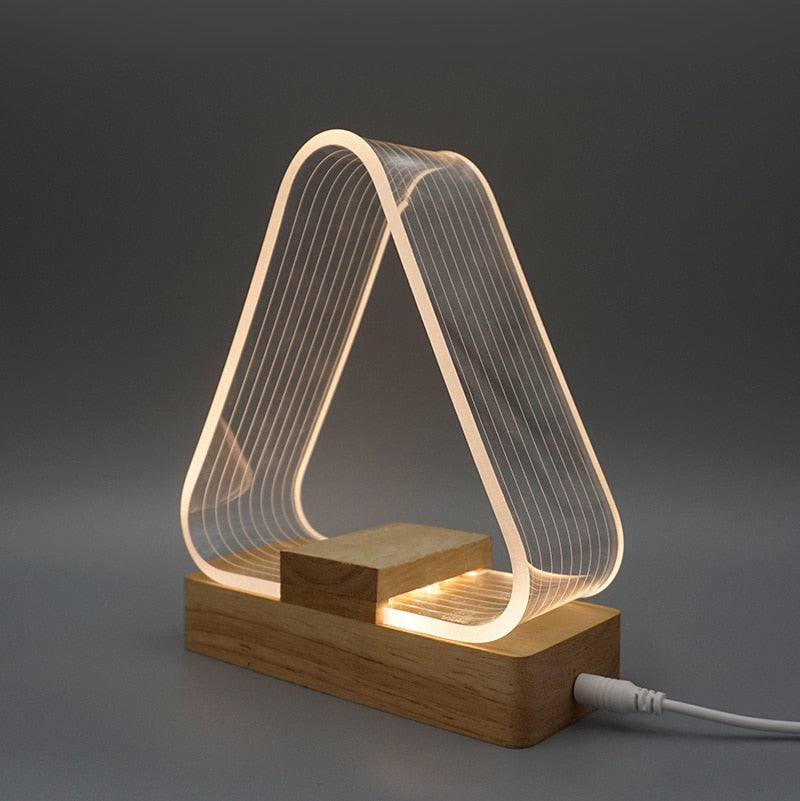 Night Light Wood Base Desk Lamp