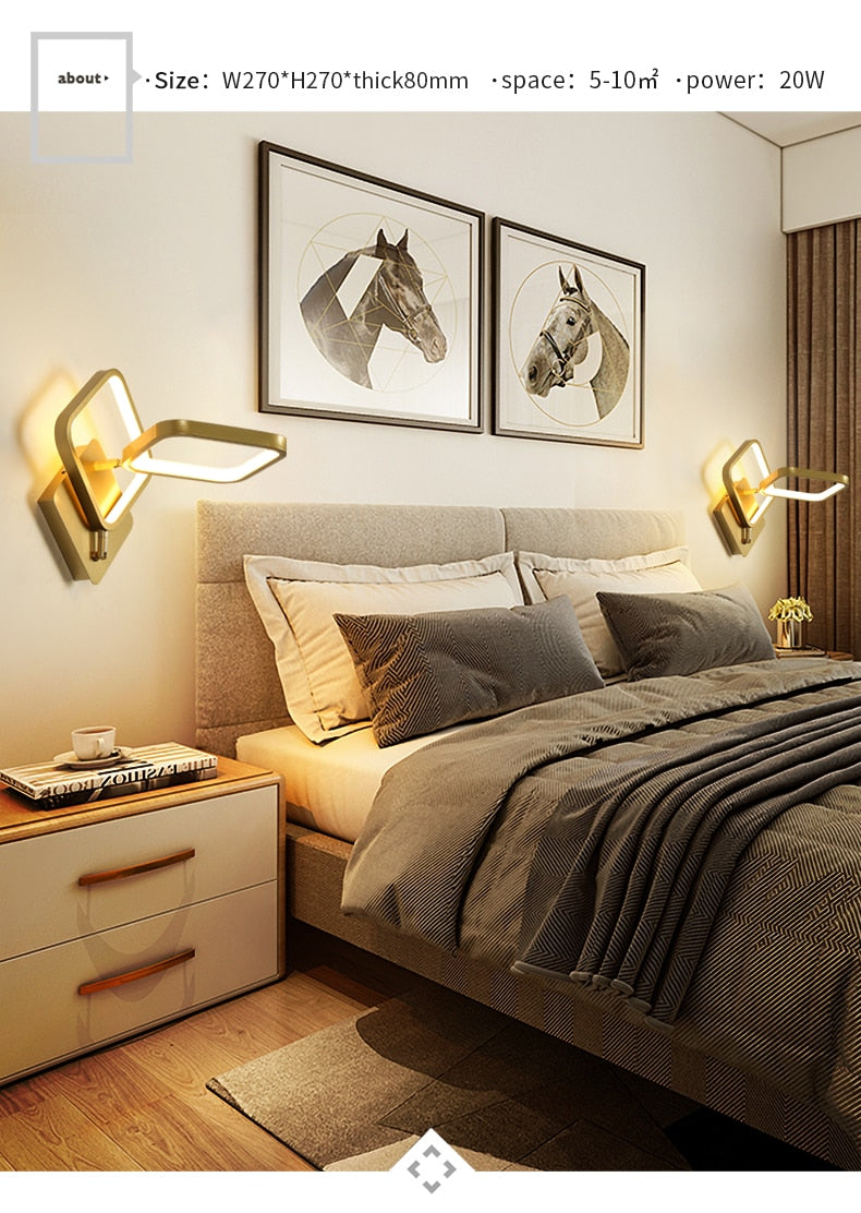 JM Nordic Wall Lamp Indoor Copper LED Bedside Light Decorative