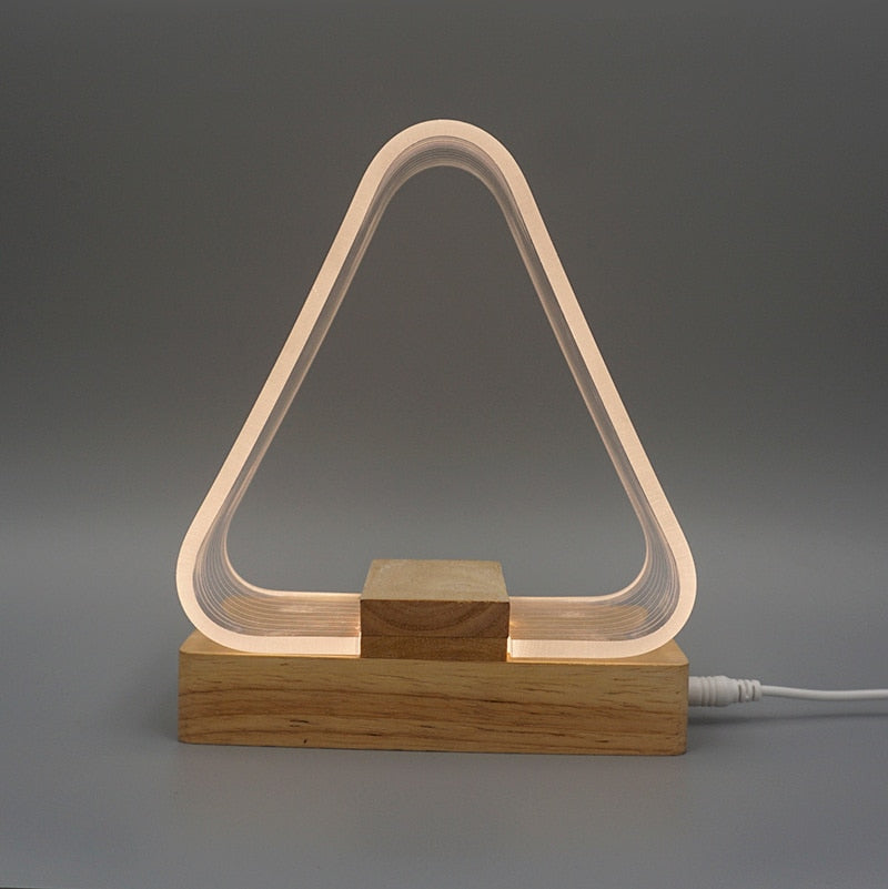 Night Light Wood Base Desk Lamp