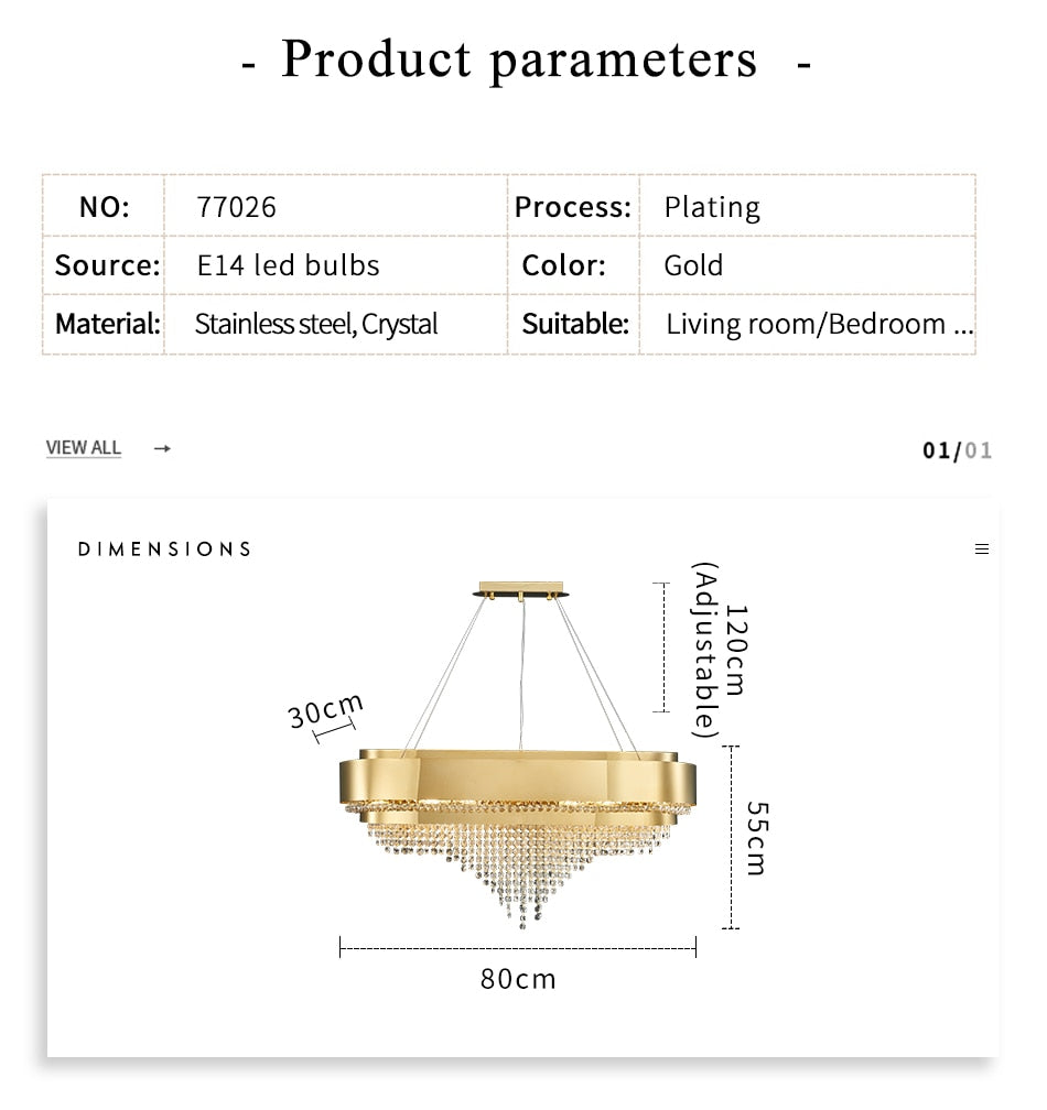 Ylk Darius Crystal Chandelier Light