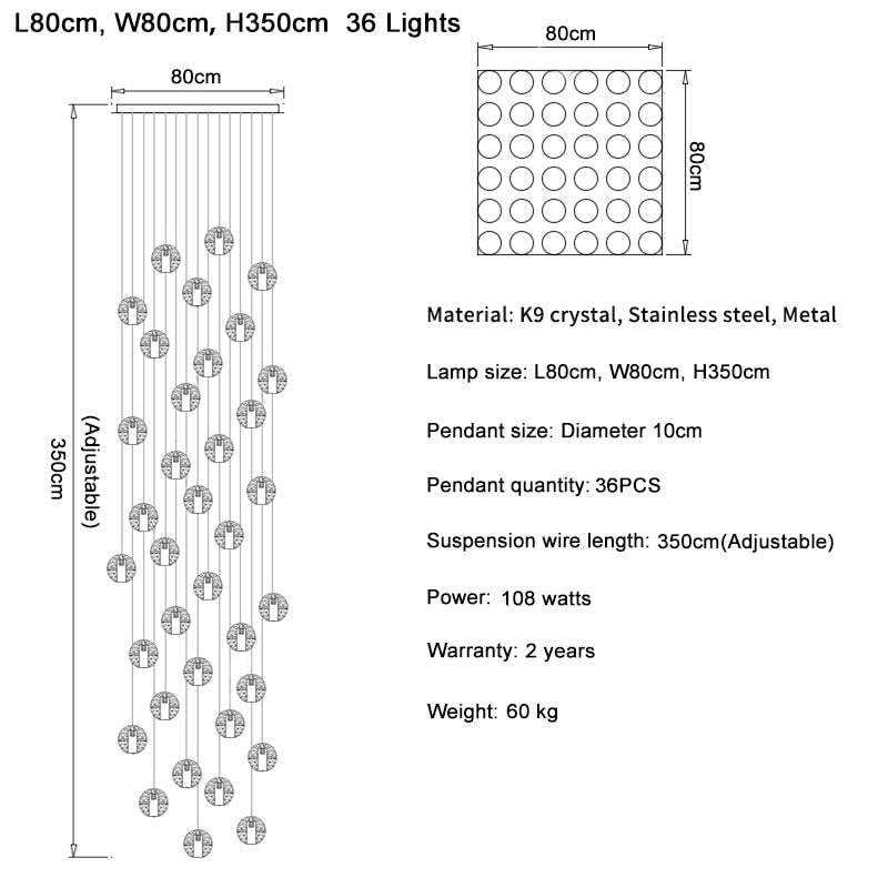Ylk Luxury Bubble Crystal Chandelier