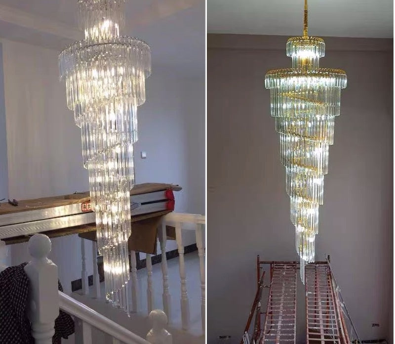 Ylk Long Spiral Crystal Chandelier