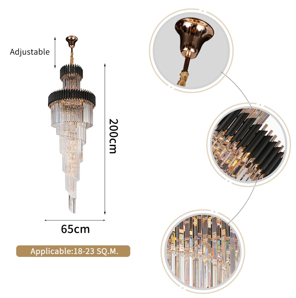 Ylk Ashton Black Spiral Chandelier