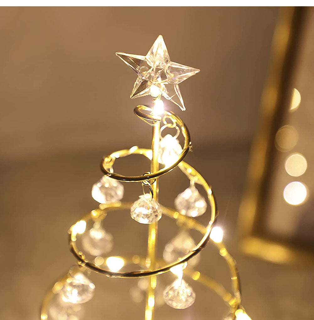 PQ Christmas Tree Table Lamp LED Crystal Night Light Battery Powered