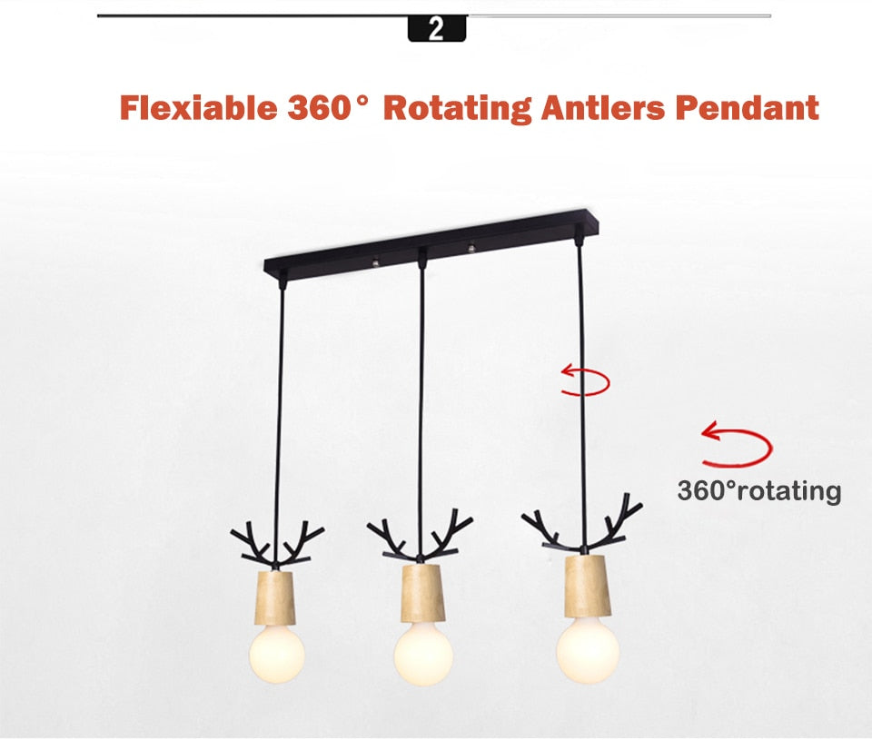IIS Wood Deer Pendant Lights Modern Northern American Art