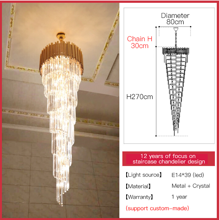 Ylk Long Crystal Chandelier Lamp
