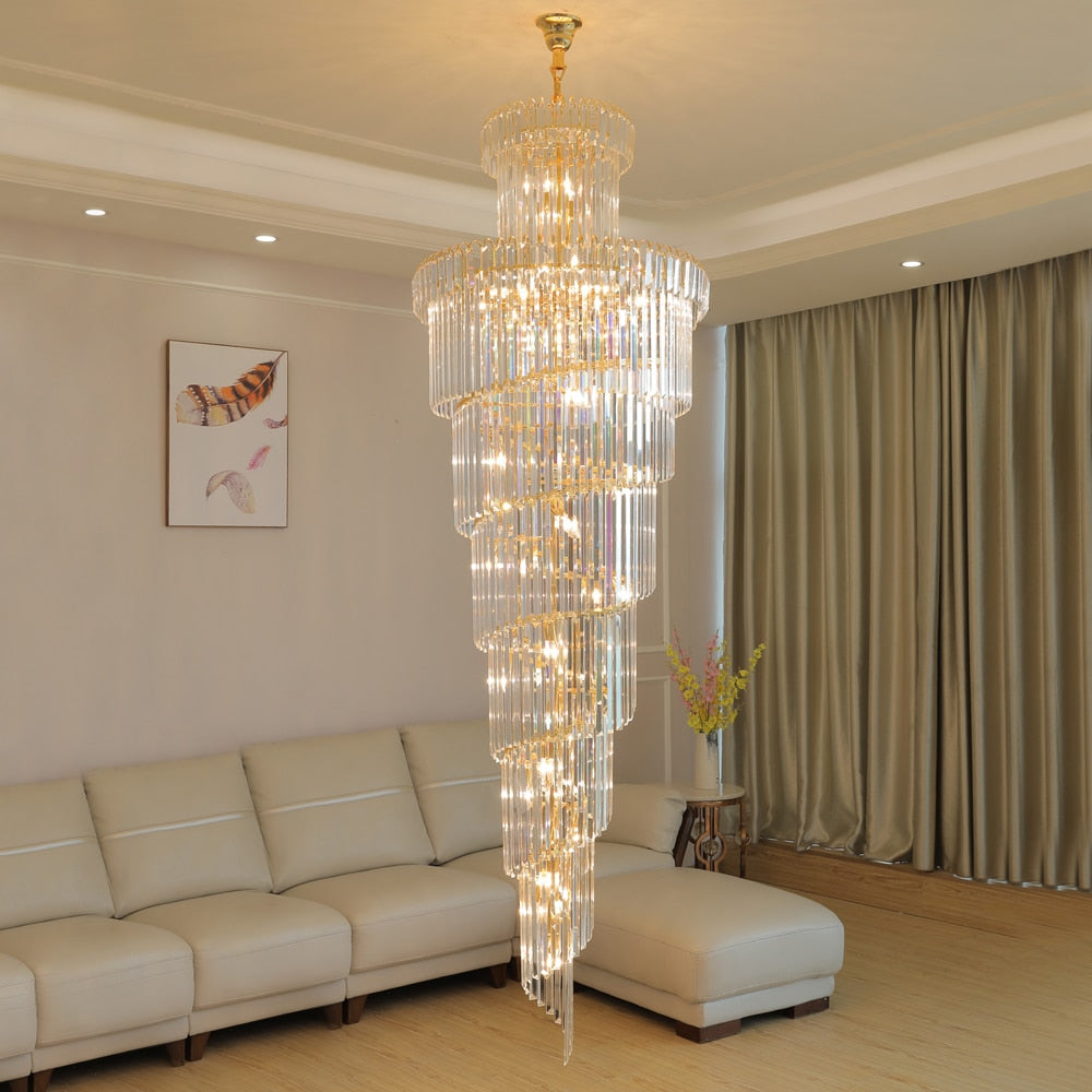 Ylk Long Spiral Crystal Chandelier