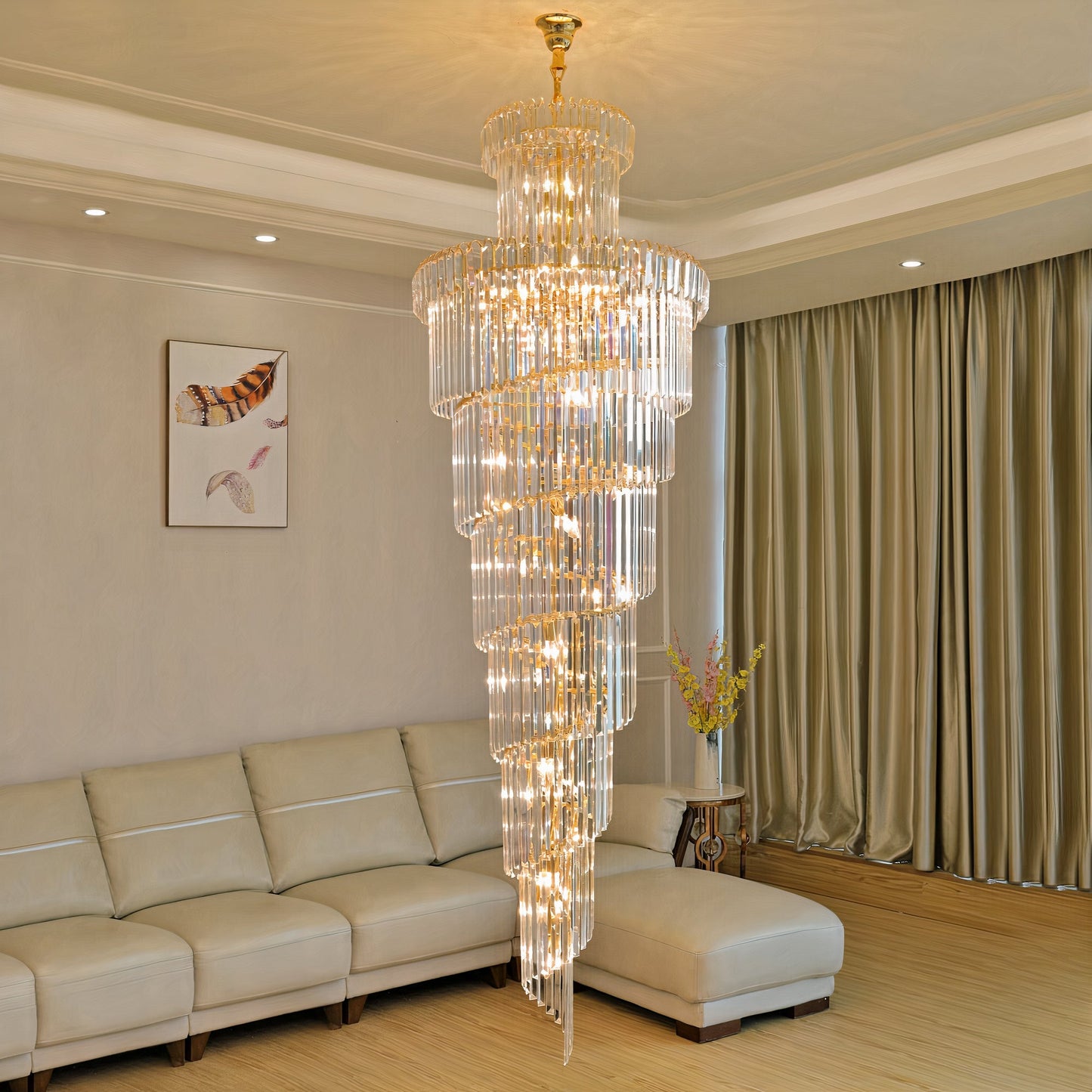 Ylk Long Spiral Crystal Chandelier