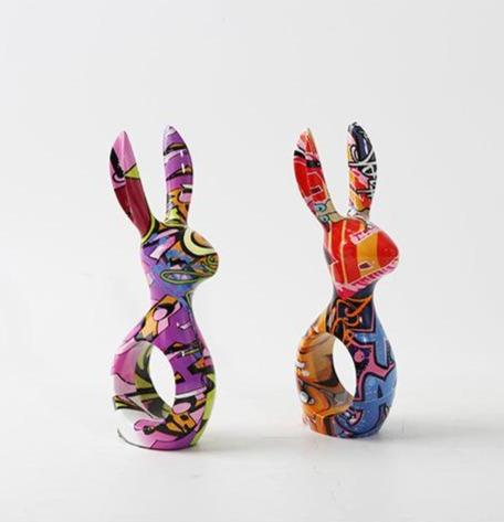 Painted Graffiti Rabbit Home Decor