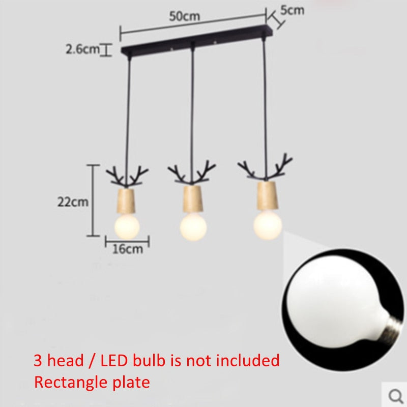 IIS Wood Deer Pendant Lights Modern Northern American Art