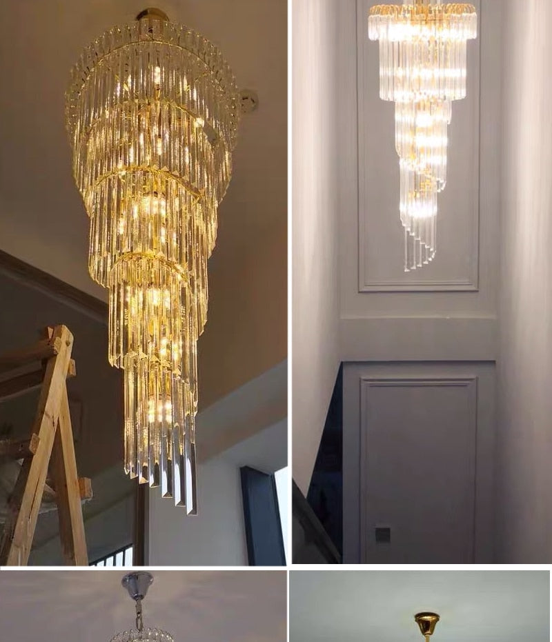 Ylk Long Spiral Crystal Chandelier