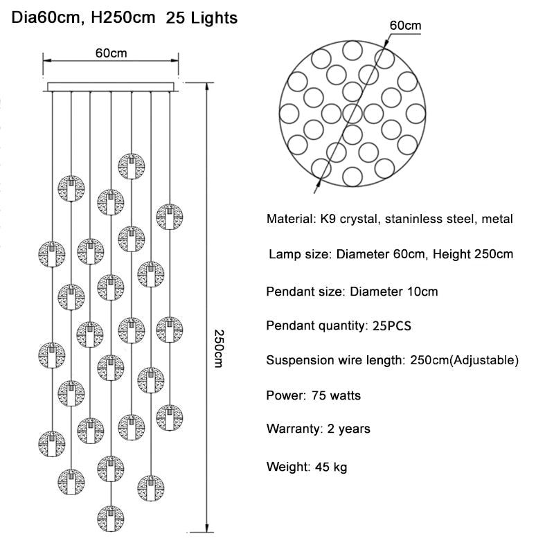 Ylk Luxury Bubble Crystal Chandelier