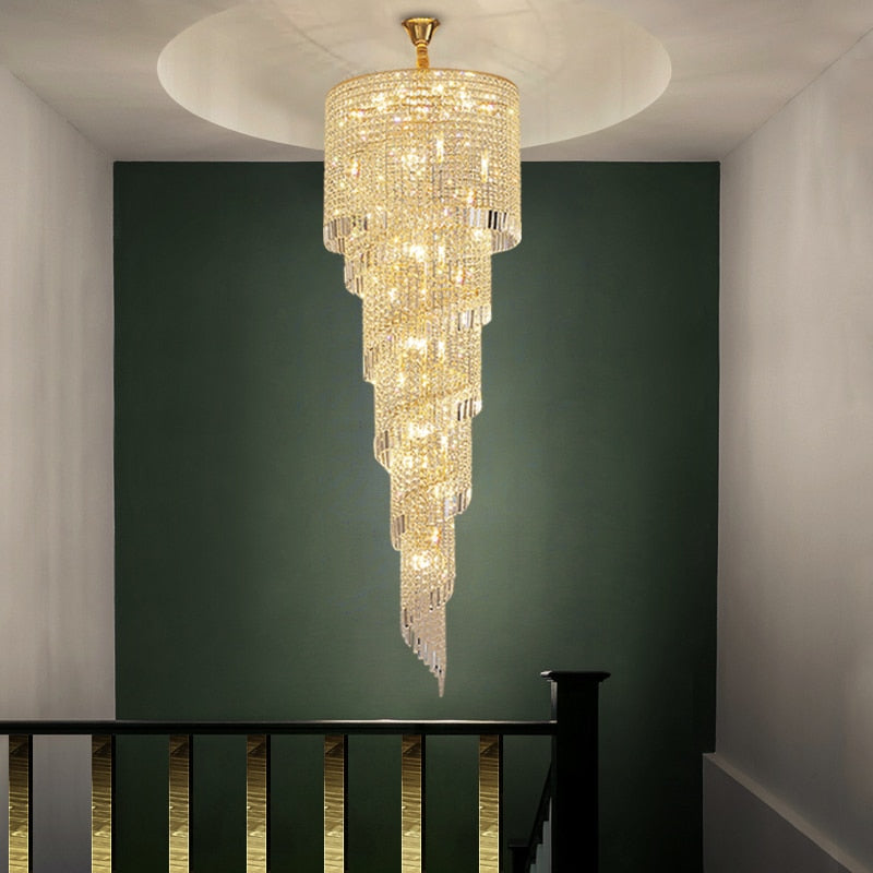 YLK modern crystal chandelier long spiral design luxury home decor