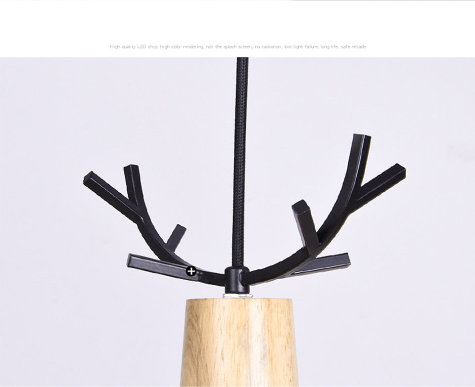 IIS Wood Deer Pendant Lights Modern Northern American Art