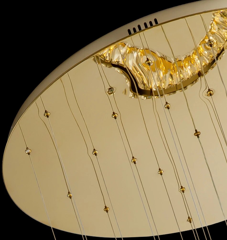 YLK Ring Design modern crystal chandelier for staircase long villa hall hanging