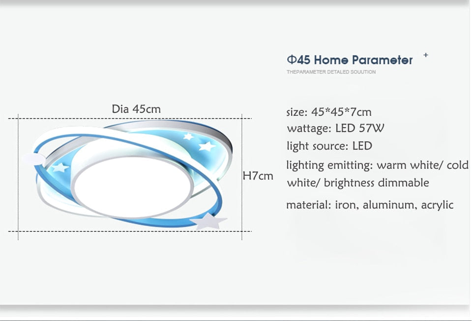 IIS Cartoon Nursery Kids Ceiling Light Oval Blue