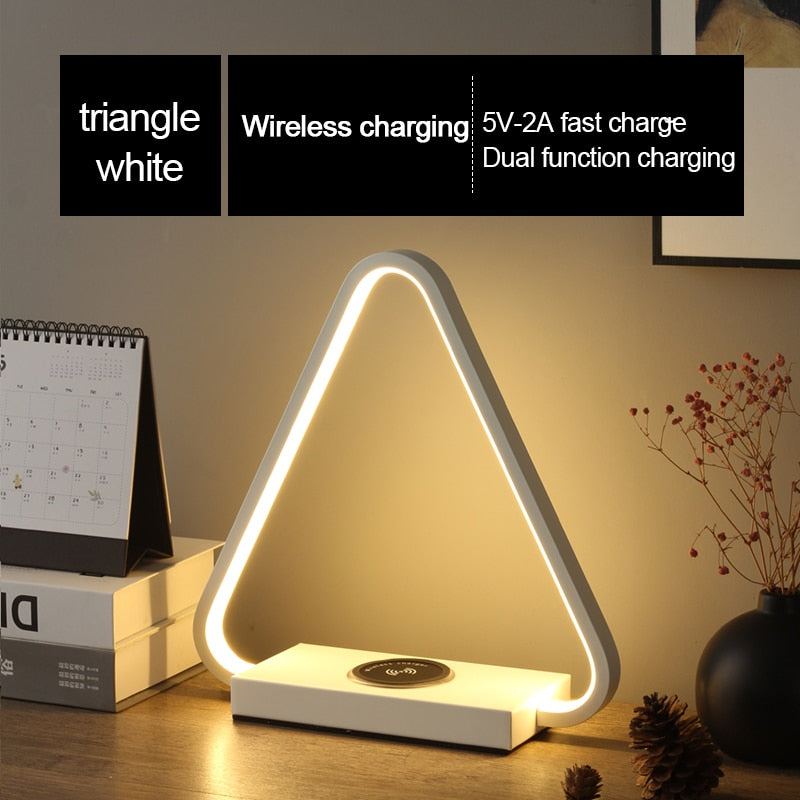 IIS 15W LED Desk Lamp with phone Wireless Charger DC5V USB Charging Port Dimmable Eye-Caring